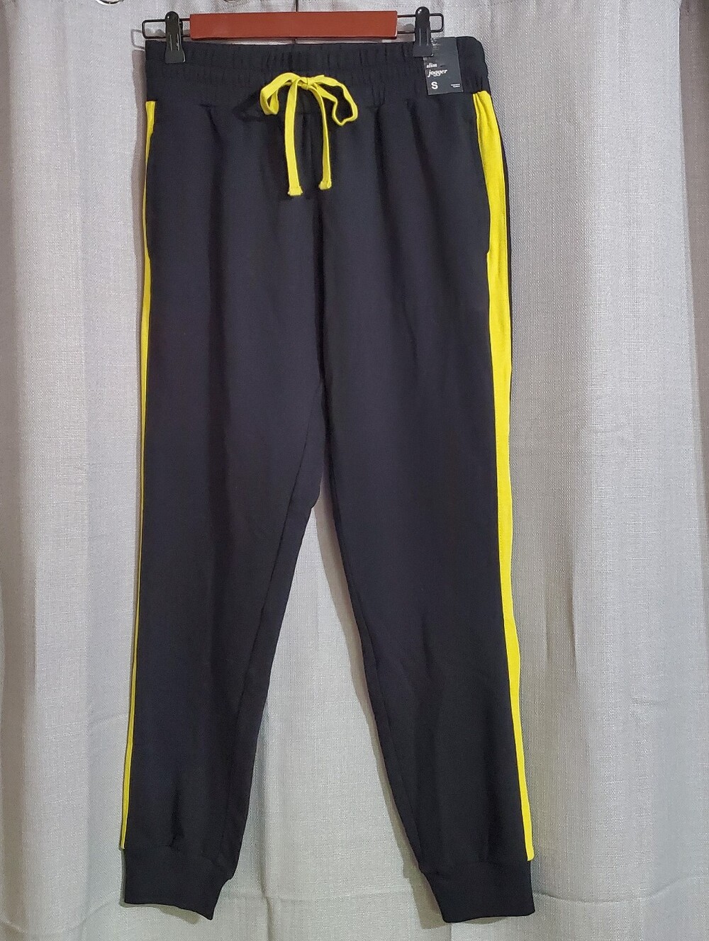 Black With Chartreuse Stripe Track Pants Joggers Women's New York & Co Small